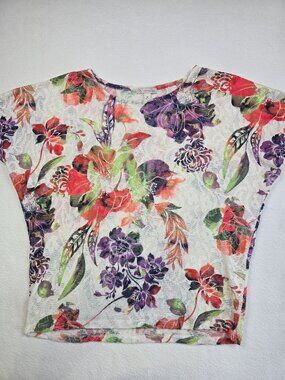 Dressbarn Floral Print Short Sleeve Top Medium